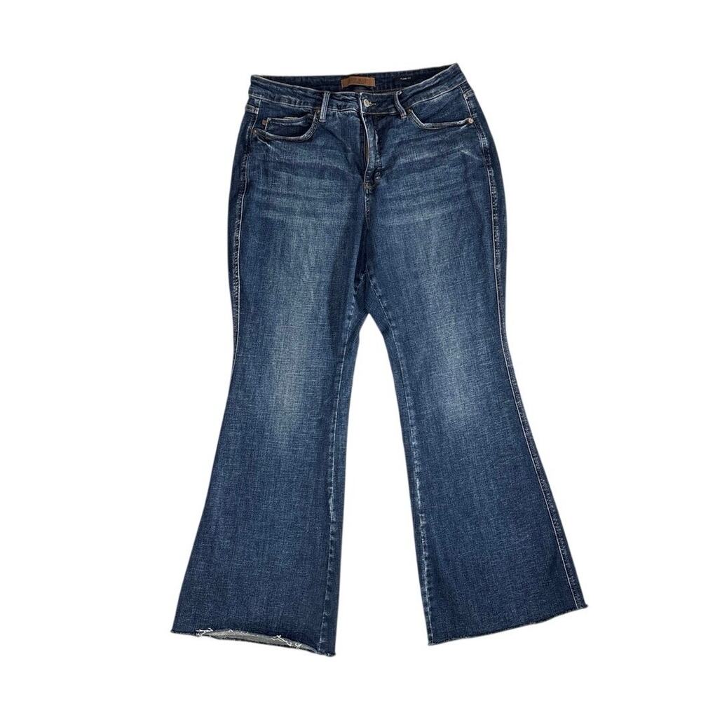 Judy Blue Flare Fit Dark Wash Denim Jeans Women’s Plus Size 18W Raw Hem